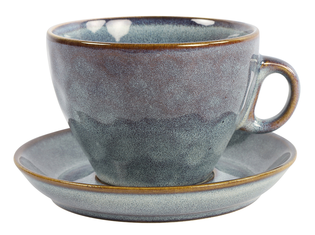 Latte macchiato kop &amp; schotel ro Yarah L blauw