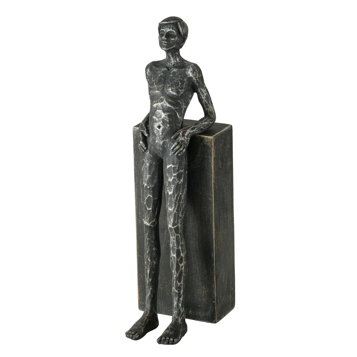 Beeld Maluny, Man, H 28cm, Kunsthars, Donkergrijs