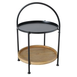Tafel Dublas , Bijzettafel, H 55cm, B 39cm, Mangohout, IJzer