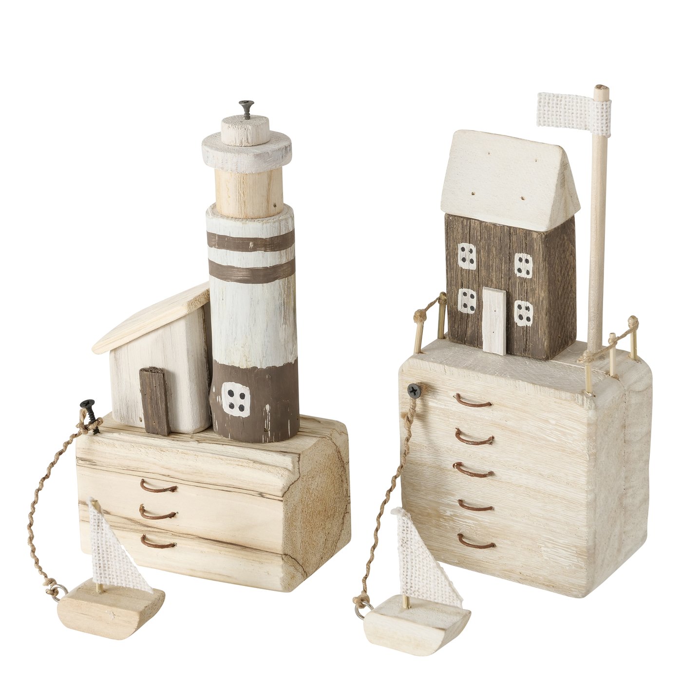 Fuente, 2 ass., Huis, Vuurtoren, Boot, Foxglove hout