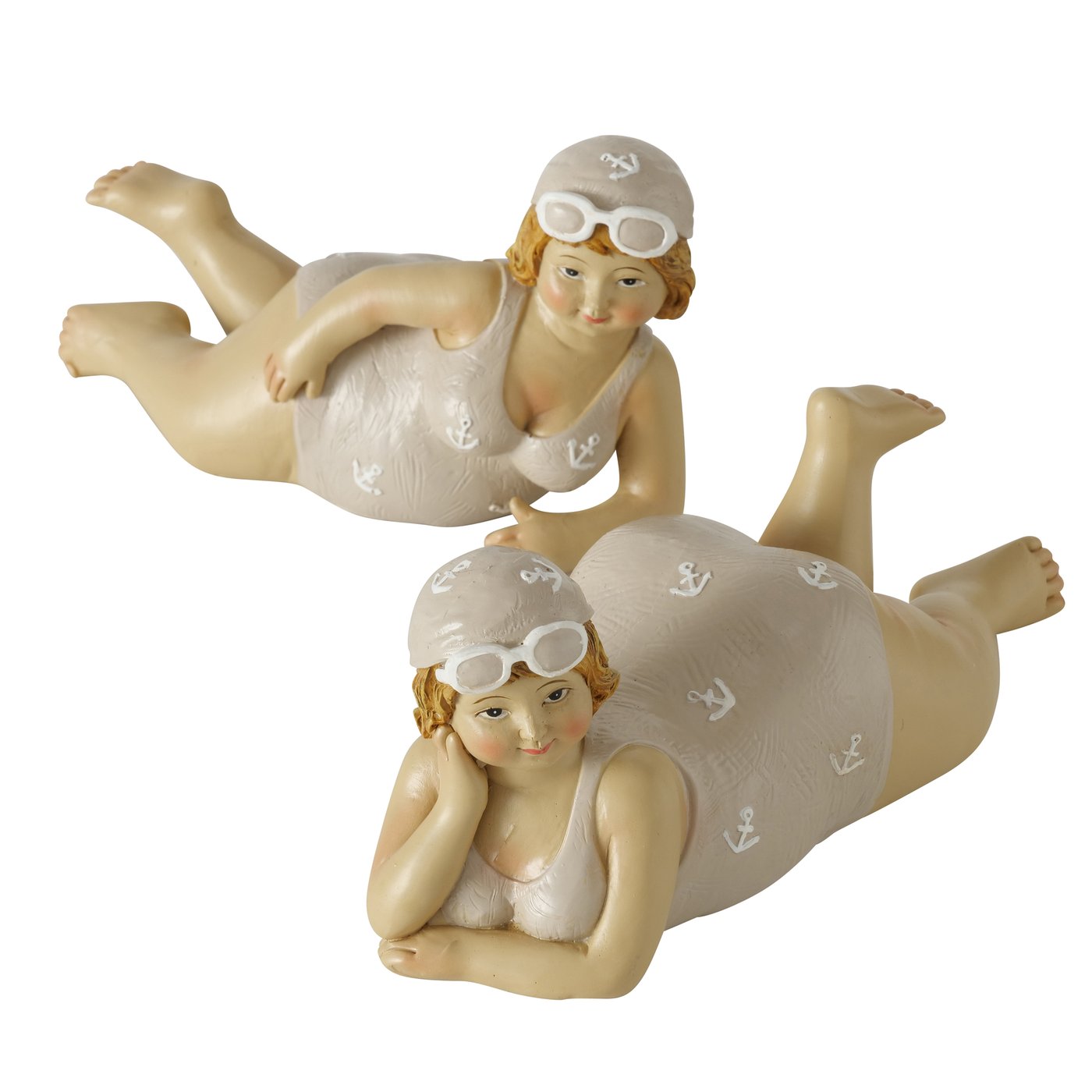Beeld Irene , 2 ass., Vrouw, H 7cm, Beige, Witte kunsthars