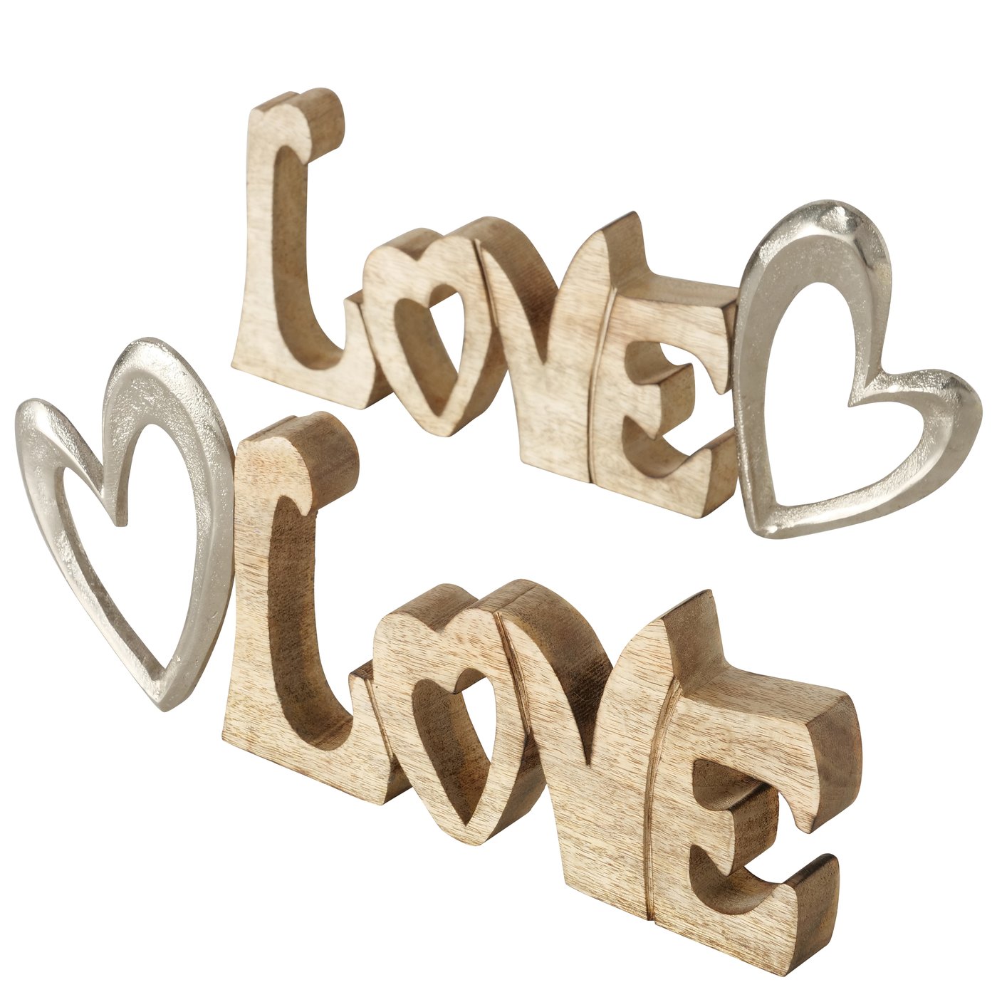 Letters Love, 2 ass., Hart, Mangohout Alu. nikkel