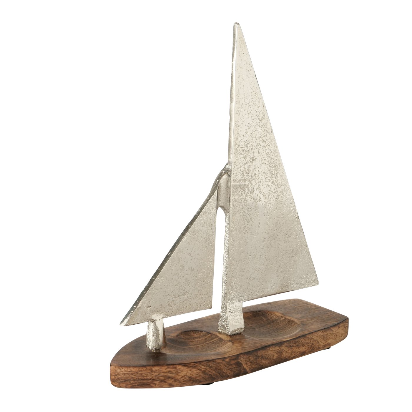 Decoratief object Kolumbus , Boot, H 29cm, Alu. nikkel