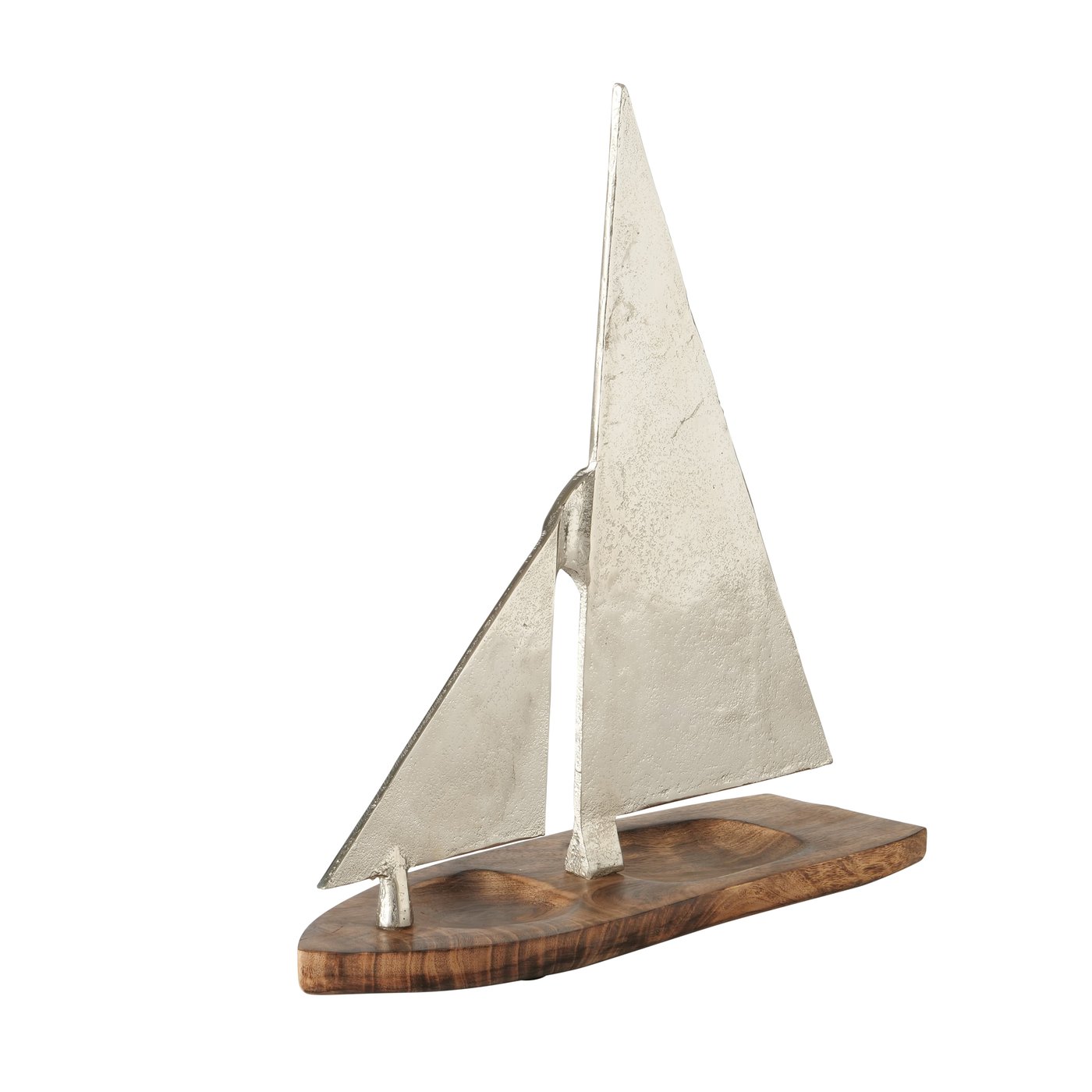Decoratief object Kolumbus , Boot, H 40cm, Alu. nikkel