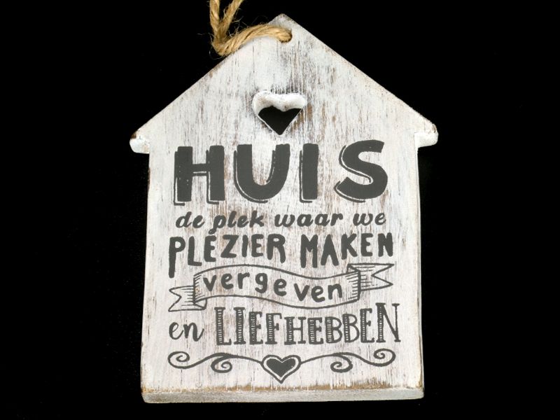 hanger huisje 12x9cm huis de plek waar we antique white