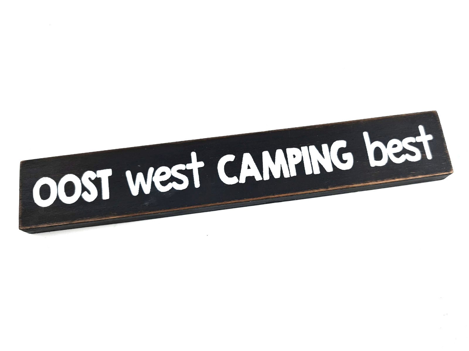 tekstblok 5x30cm oost west camping best black wash