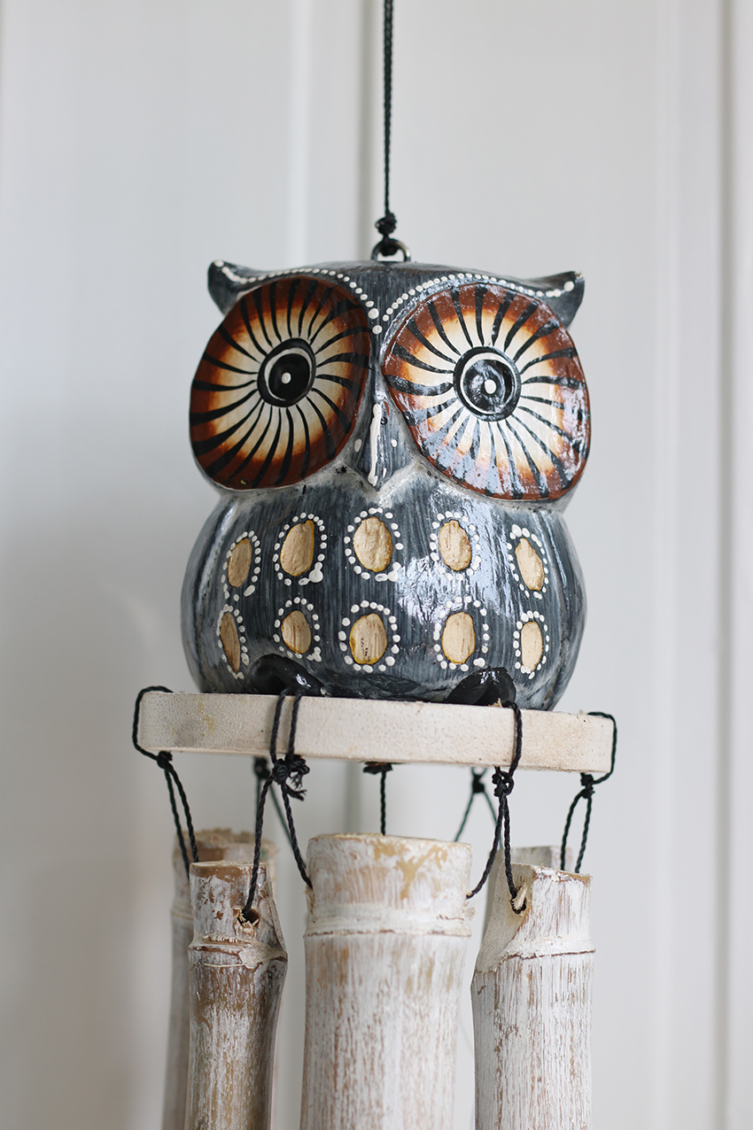 Bamboe windgong Uil ±30cm