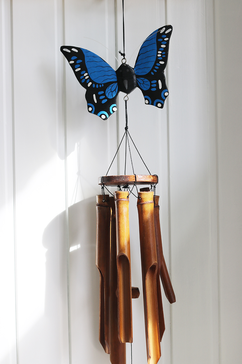 Bamboe Windgong Vlinder 30 cm blauw - Afbeelding 2