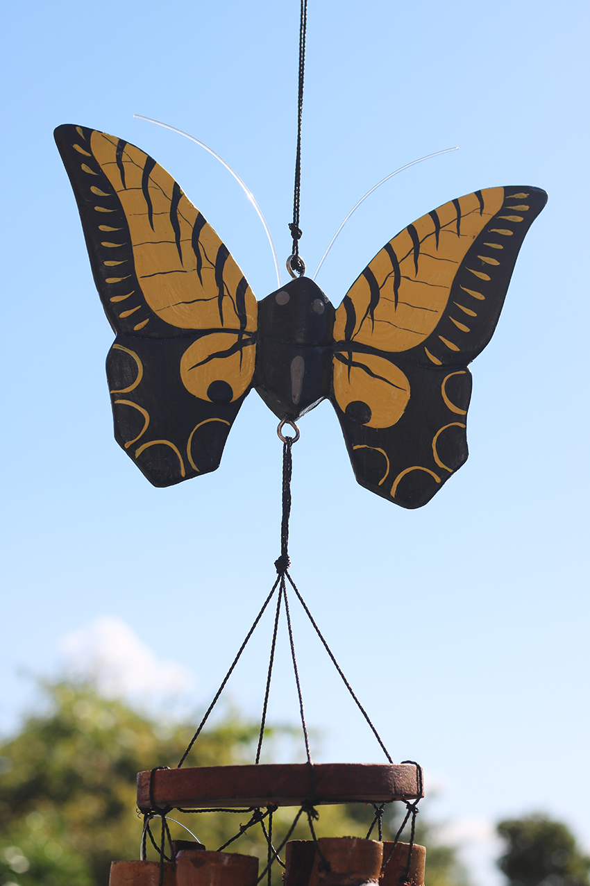 Bamboe Windgong Vlinder 30 cm Geel - Afbeelding 5