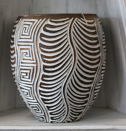 Houten vaas 30x28cm - Afbeelding 2