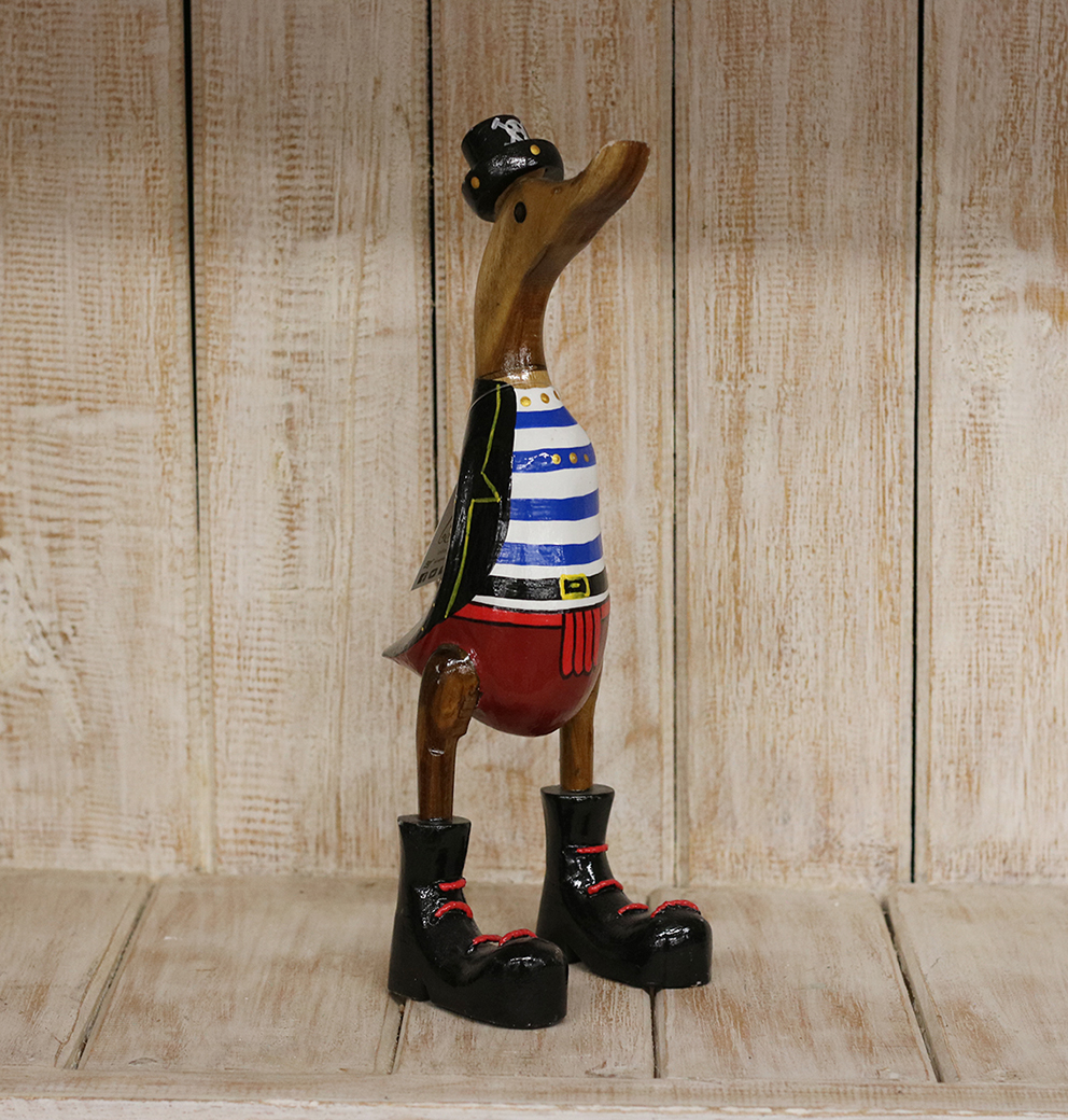 Eend hout Piraat maat S±25cm 28x16x9cm