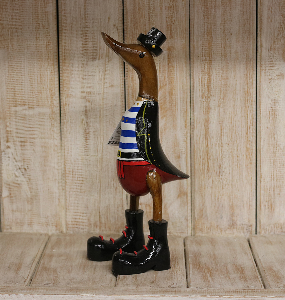 Eend hout Piraat maat S±25cm 28x16x9cm - Afbeelding 2
