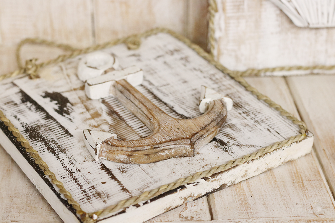 Houten anker op bordje - 20 x 20 cm - Afbeelding 2