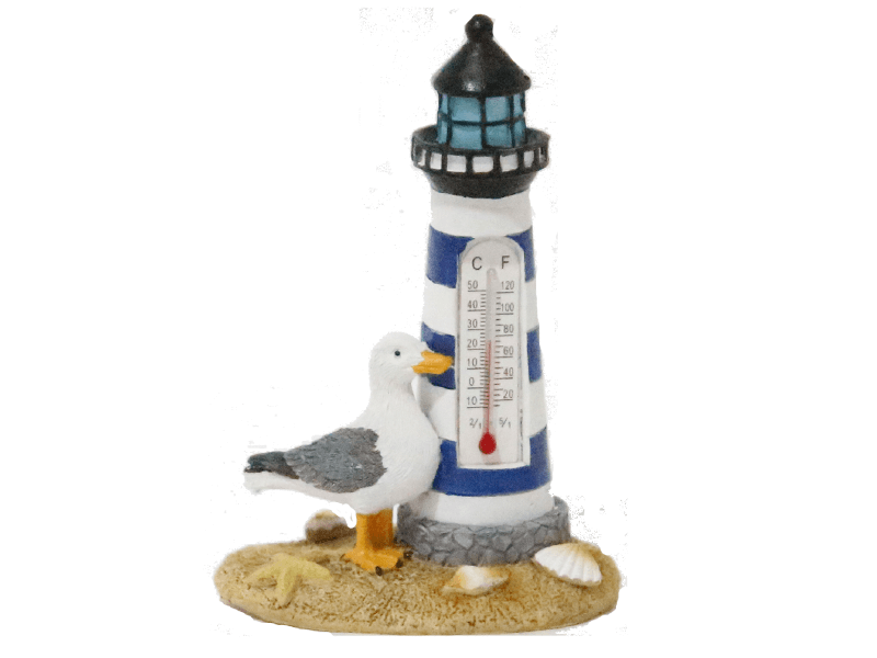 Thermometer vuurt. blauw + Meeuw