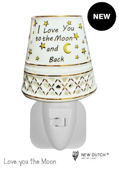 Nachtlampje Bone China - Love you to the moon 7W
