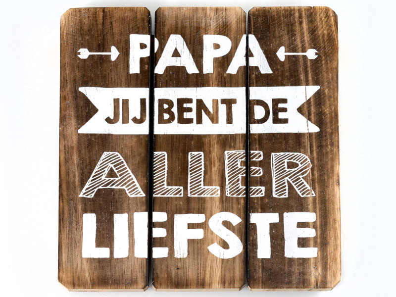 tekstbord 20x20cm papa allerliefste natural