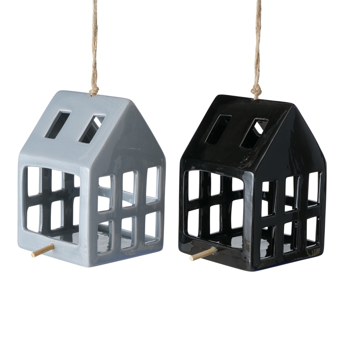 Vogelvoederhuis Tuala,2 soorten, H16cm,Zwart,Grijs
