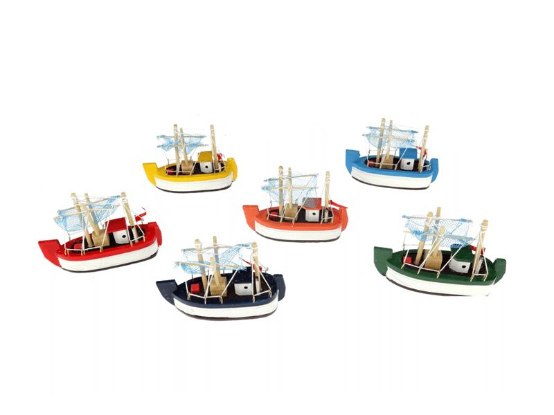 Vissersboot 8cm | 6 kleuren