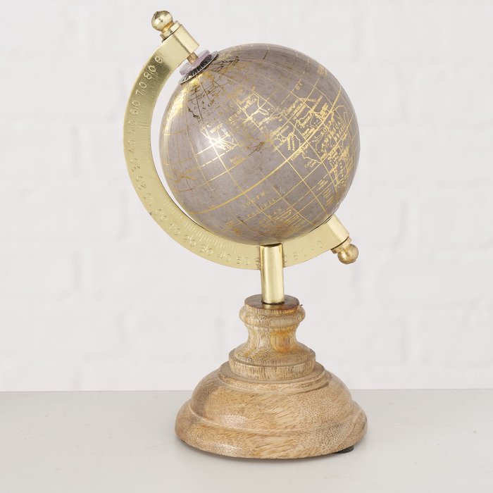 Decoratief beeld Globe,houten voet,H16cm,2 soorten - Afbeelding 3