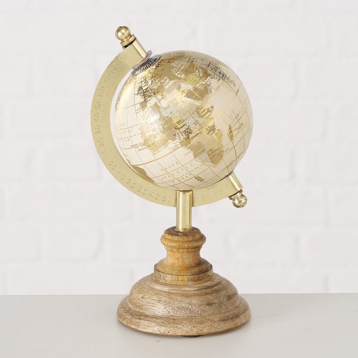 Decoratief beeld Globe,houten voet,H16cm,2 soorten - Afbeelding 4