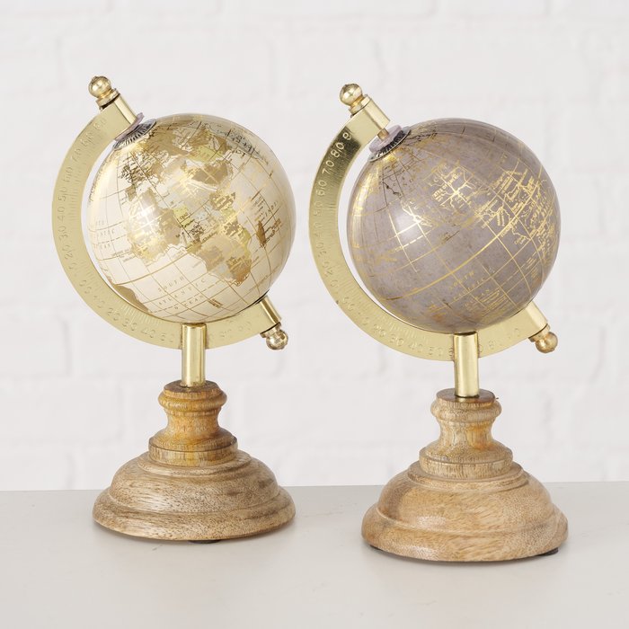 Decoratief beeld Globe,houten voet,H16cm,2 soorten - Afbeelding 5