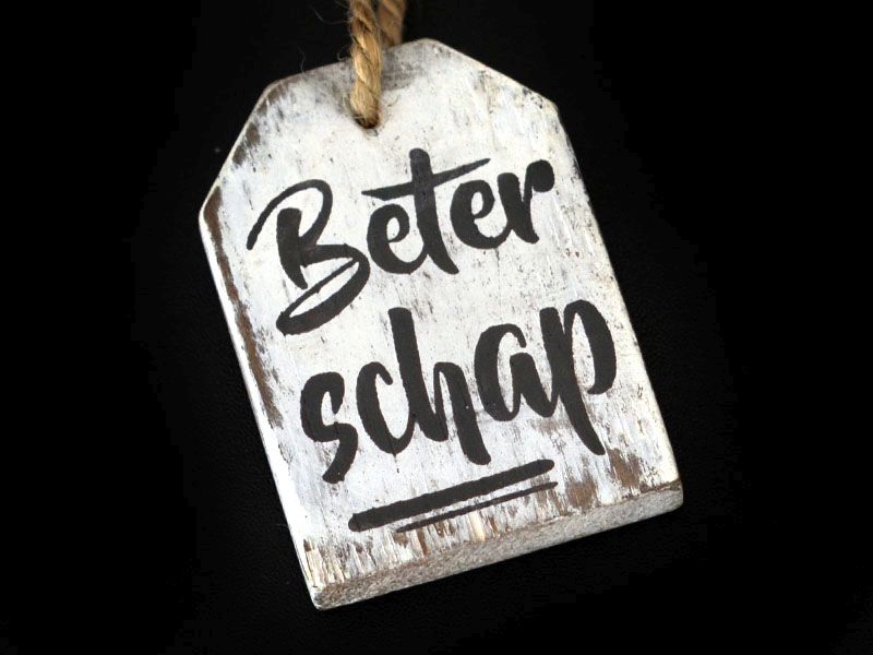 hanger label mini 6x4cm beterschap antique white