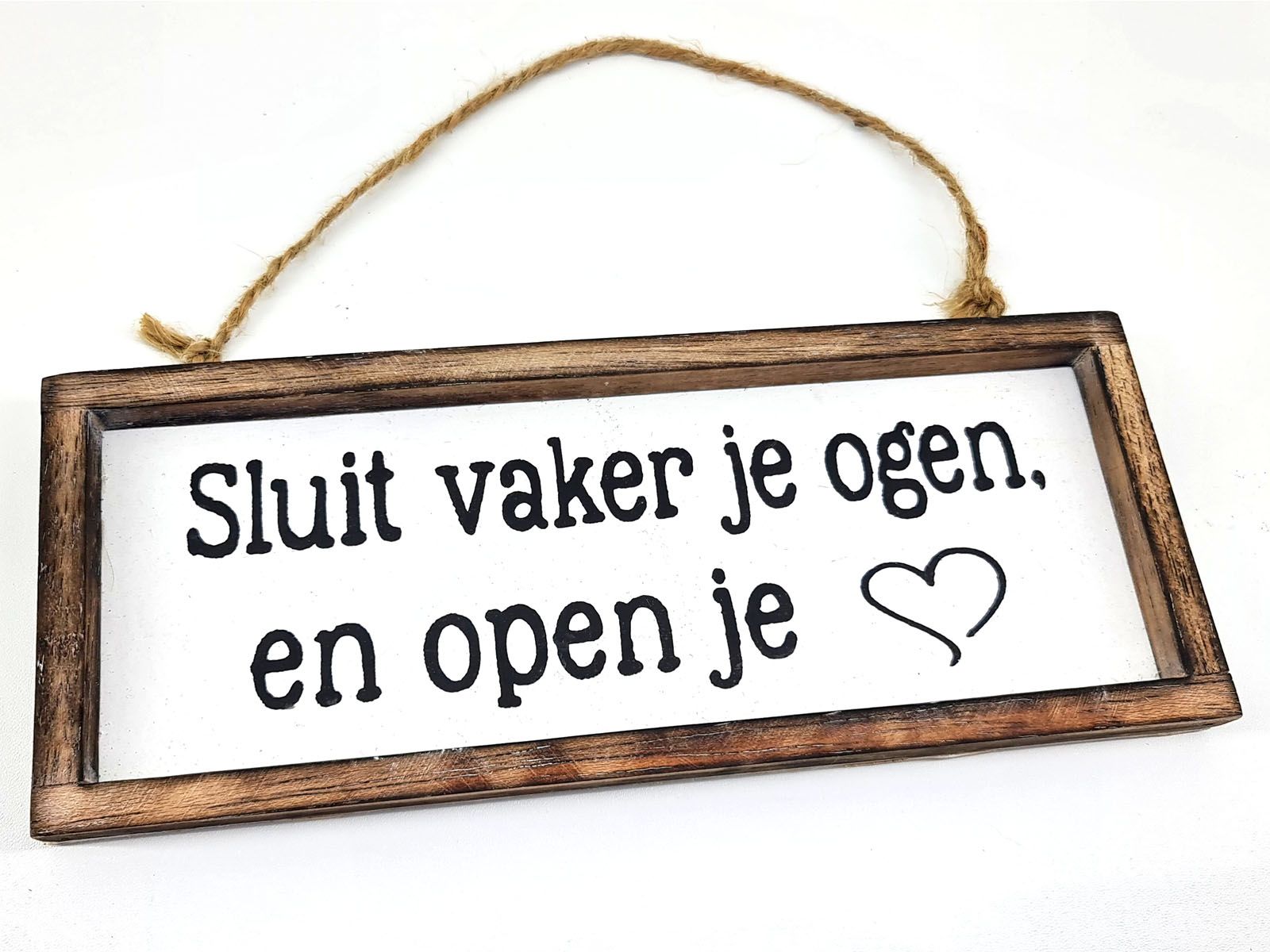 tekstlijstje 10x25cm sluiter vaker je ogen naturel wit