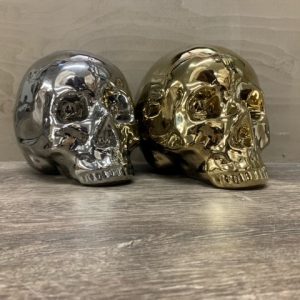 Spaarpot doodshoofd zilver of goud