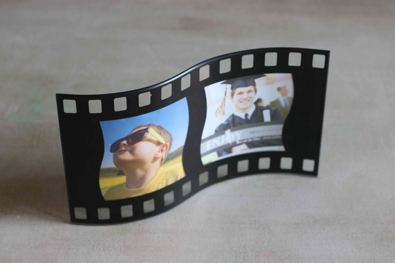 Fotolijst glas gebogen- zwart (9x9cm) voor 2 foto's - Afbeelding 2