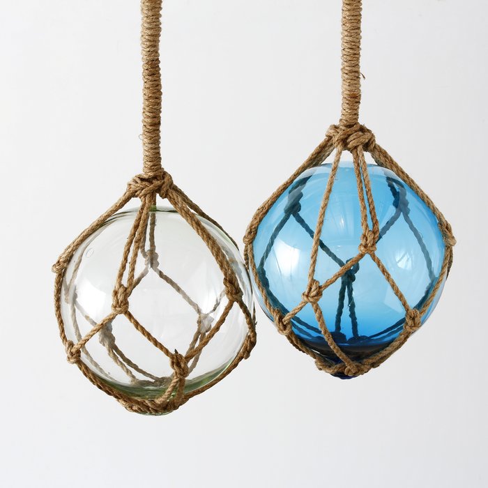 Decorative pendant Fischernetz, 2 ass., Fish, H 35 cm, Glass, Turquoi