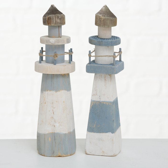 Decorative object Elian, 2 lat. Betula ass., Lighthouse, H 27 cm