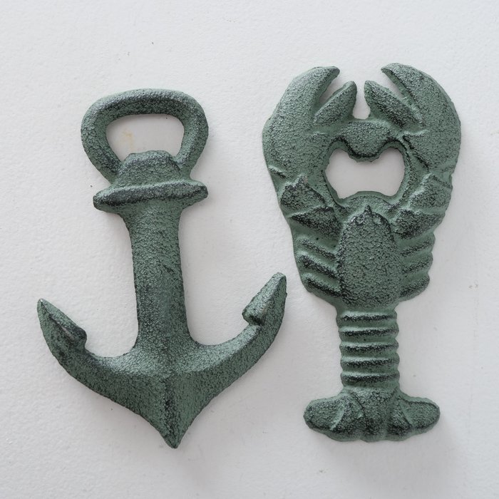 Bottle opener Lerke, 2 ass., H 8 cm, L 13 cm, Metal, Grey-blue cast