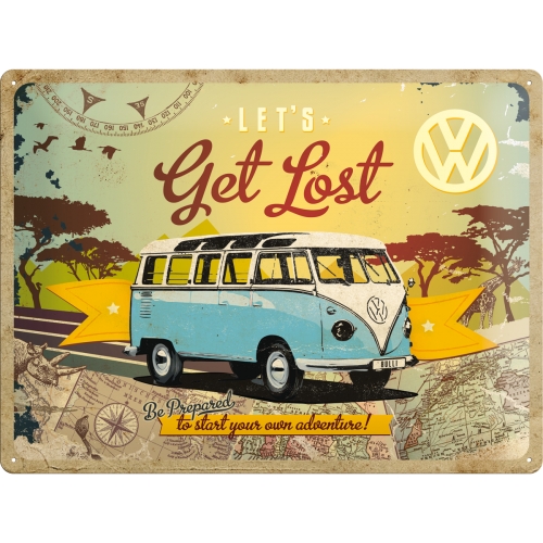 Tin sign 30cm x 40cm Let's get Lost VW