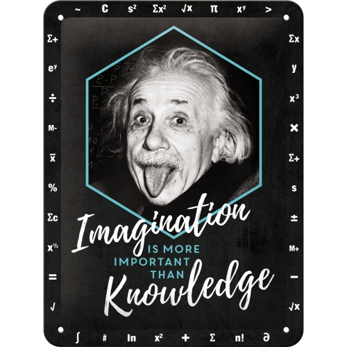 Tin Sign 15 x 20 cm Einstein - Imagination & Knowledge