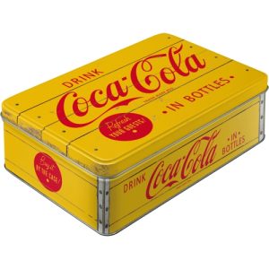 Tin Box Flat 3D Coca-Cola Logo Yellow 3D