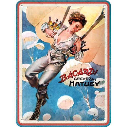 Tin Sign 15 x 20 Bacardi - Cerveza Hatuey Pin Up Girl