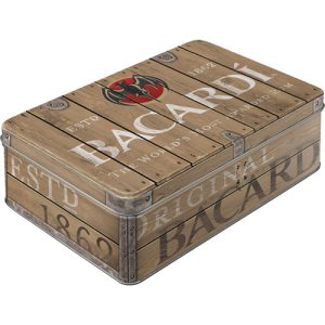 Tin Box Flat Bacardi - Wood Barrel Logo