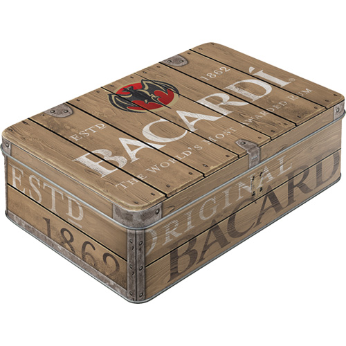 Tin Box Flat Bacardi - Wood Barrel Logo