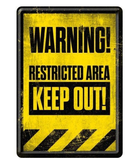 Metal Postcard Restricted Area/Keep out!