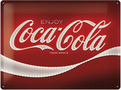 Tin Sign 30x40 cm Coca Cola/ Logo Red Lights