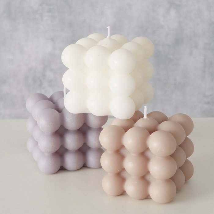 Kaars Bubbel, 3 ass., H 6,00 cm, Paraffine, Mat, Kleuren-mix