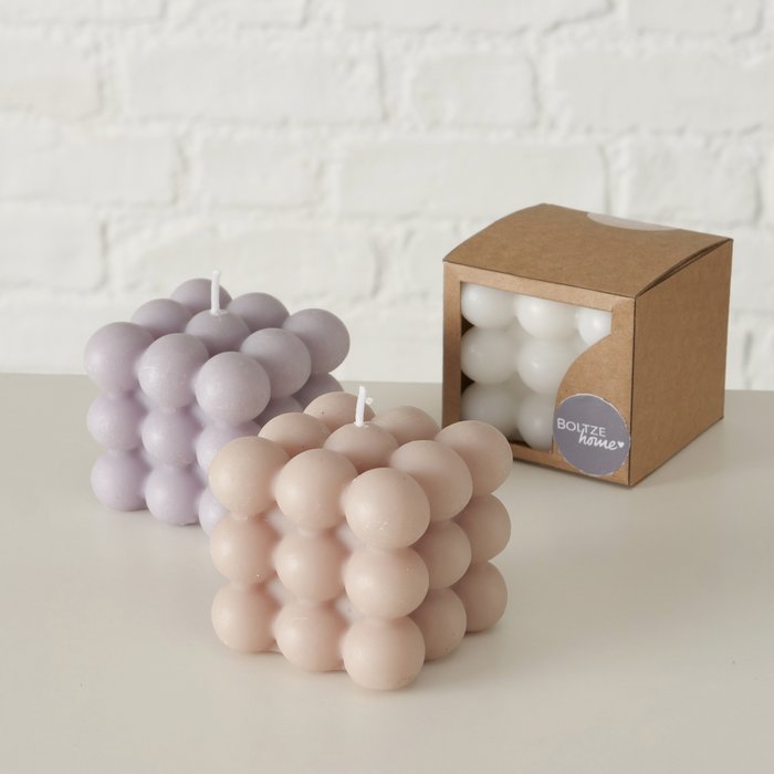 Kaars Bubbel, 3 ass., H 6,00 cm, Paraffine, Mat, Kleuren-mix - Afbeelding 2