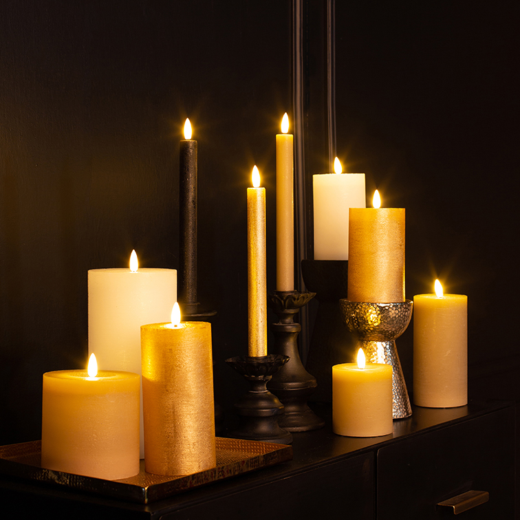 Stompkaars rustiek Ø10CM LED ro Lyon M beige - Afbeelding 2