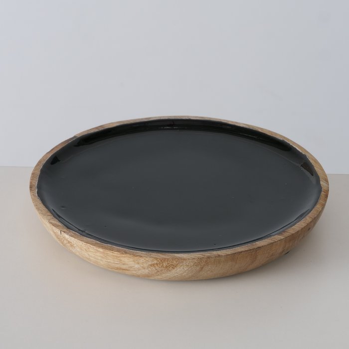Bord Vanja - Mangohout, Zwart/Bruin, D 17cm