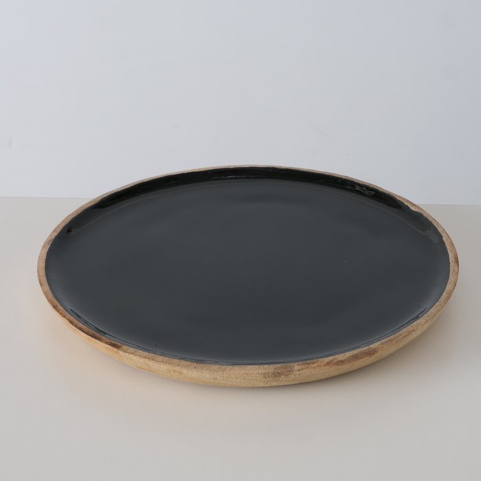 Bord Vanja - Mangohout, Zwart/Bruin, D 25cm