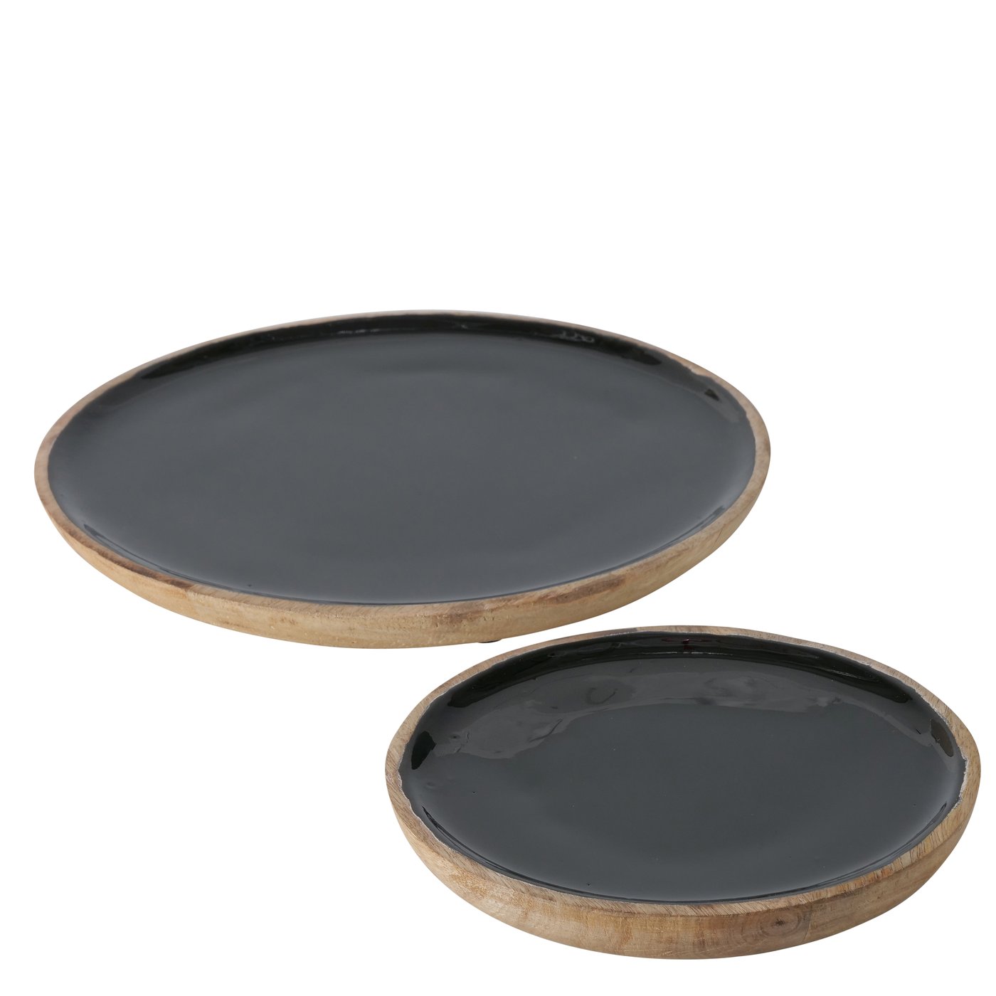 Bord Vanja - Mangohout, Zwart/Bruin, D 25cm - Afbeelding 2