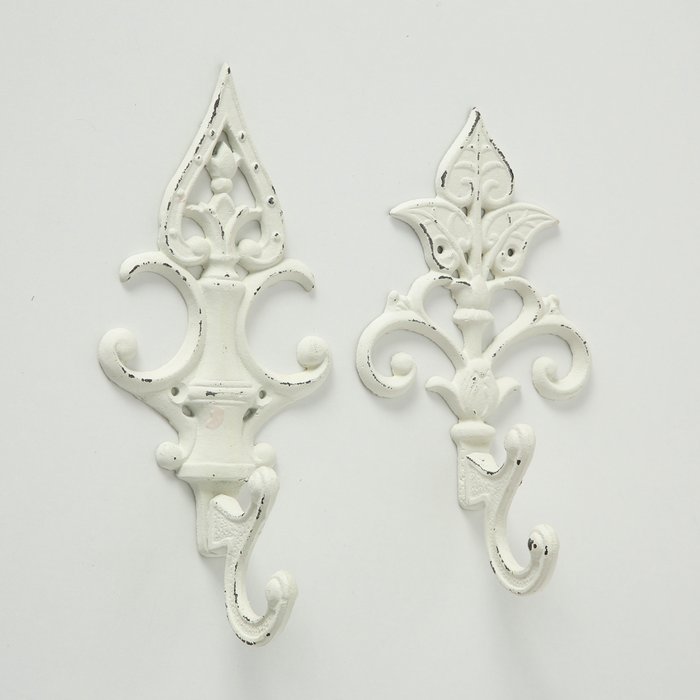 Coat hook Elle, 2 ass., I 27 cm, Metal, White cast iron white