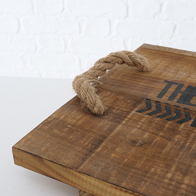 Dienblad Factory hout met jute handvatten 2 ass - Afbeelding 2