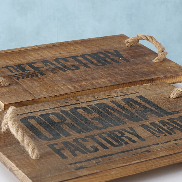 Dienblad Factory hout met jute handvatten 2 ass - Afbeelding 3