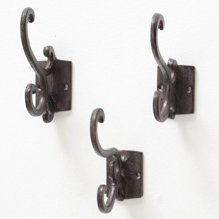 Coat hook Gobo, 3 ass., I 11 cm, Metal, Antique Brown cast iron antiq